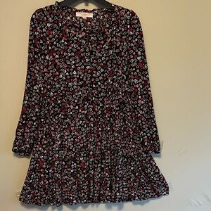 Flouncy Black Mini Dress with Red and White Valentine's Hearts. Loft Sz.M Party!